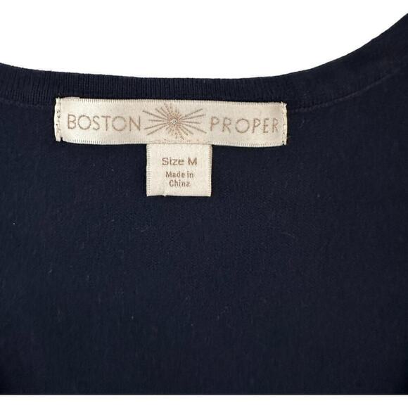 Boston Proper Navy Cap Sleeve Fit & Flare Sweater Knit Mini Dress (M) - Picture 11 of 13